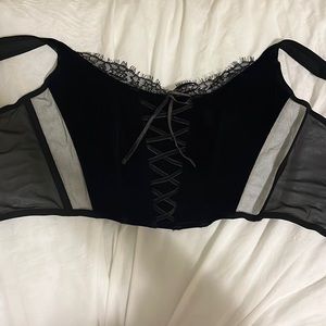 Victorias’s Secret black velvet/lace corset top